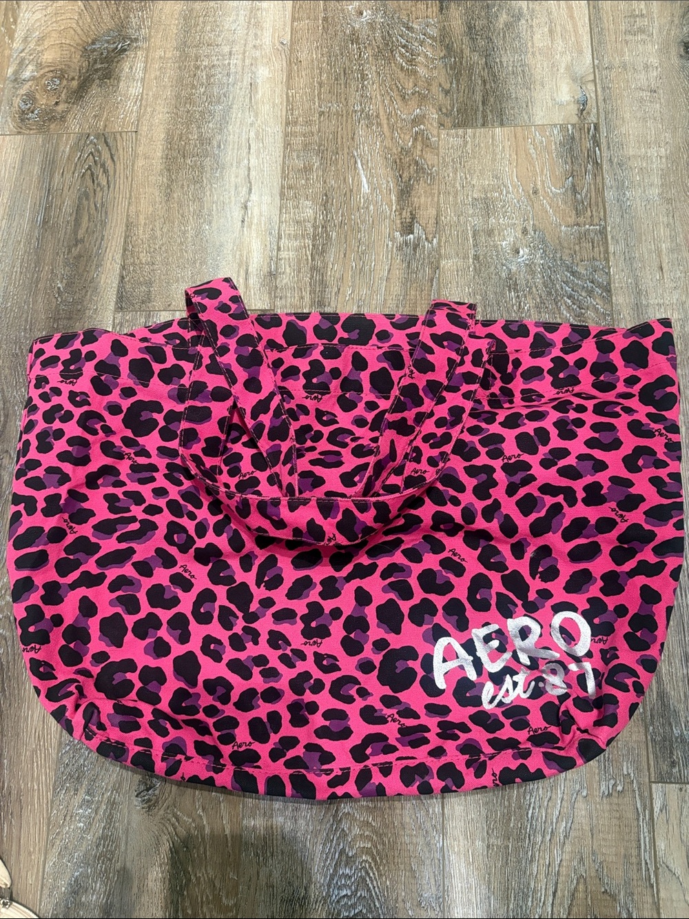 Aeropostale Hot Pink and Black Leopard Print Tote